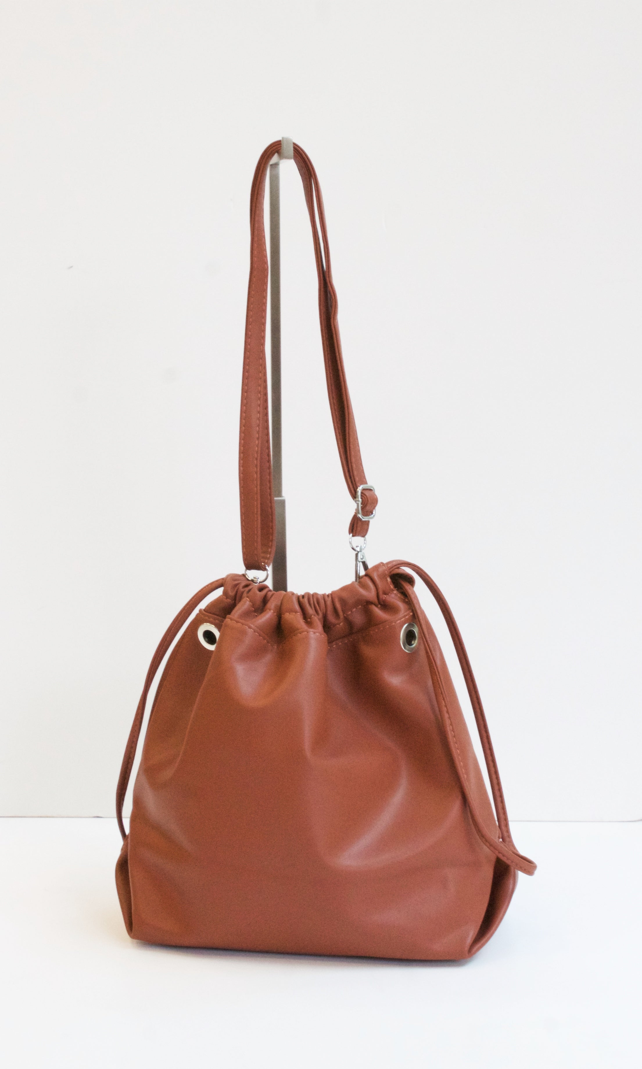 Tan drawstring online bag